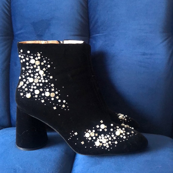 Zara Shoes - Pearl Embellished Velvet Boots by Zara